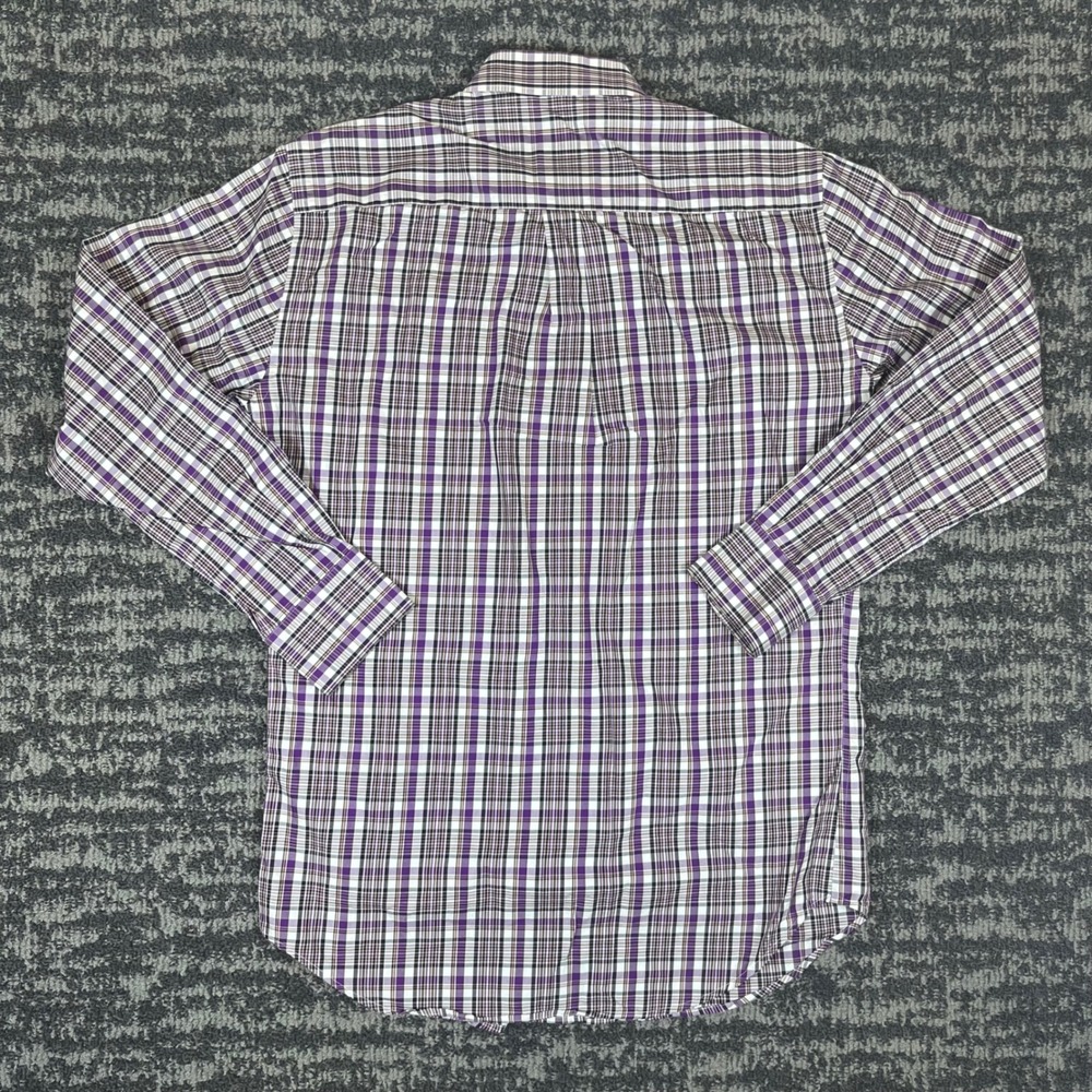 Peter Millar Mens Purple White Plaid Button Down Shirt Cotton Medium MF15W49CBL - Picture 2 of 7